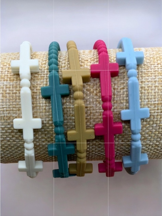 Plunder Jewelry - Plunder Design Silicone Multicolored Cross Stretch Bracelets